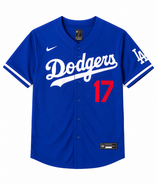 Camiseta MLB Los Angeles Dodgers #17 Azul