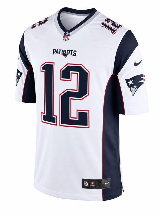 Camiseta NFL New England Patriots Tom Brady #12 Blanca