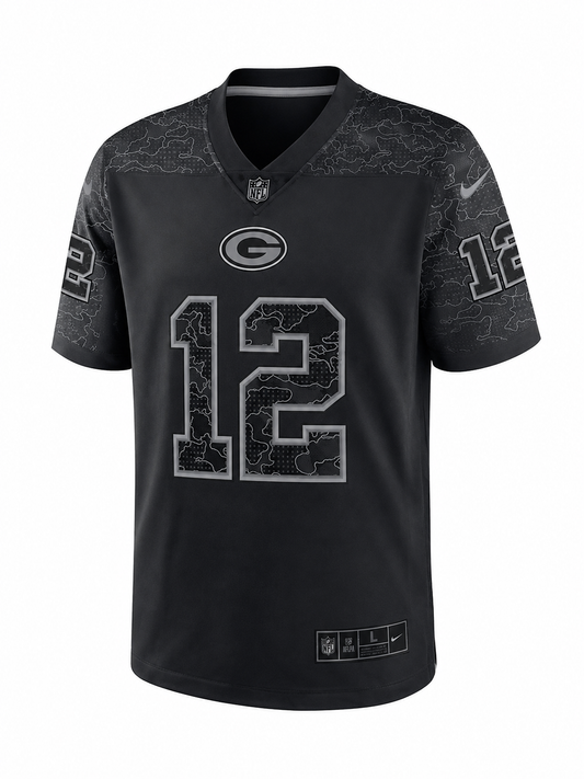 Camiseta NFL Green Bay Packers Aaron Rodgers #12 Negra